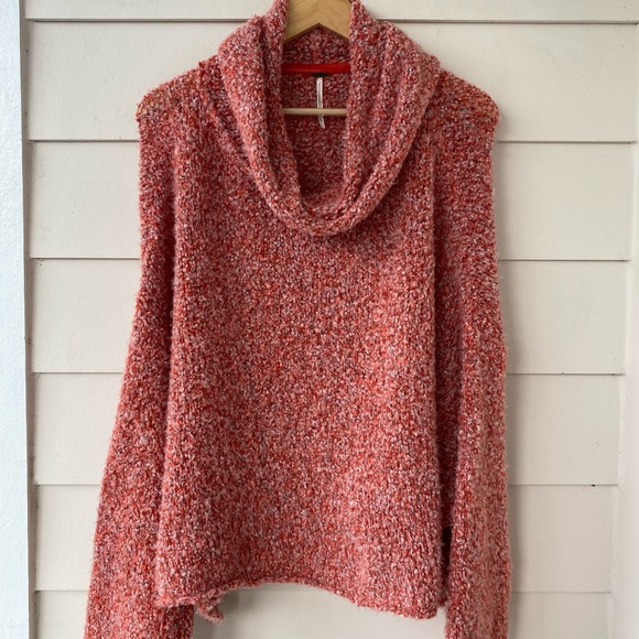 FREE PEOPLE • Cowl Neck BFF Knit Sweater in Scarlet Flame Size XL - Picture 14 of 15